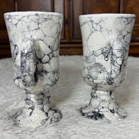 NWOT Set of 2 Marble Design Irish Coffee Cappuccino Latte Mugs - Picture 4 of 14